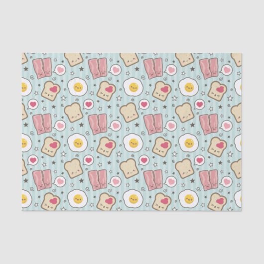 Kawaii Bacon & Fried Egg Deconstructed Sandwich Tissuepapier (Voorkant)