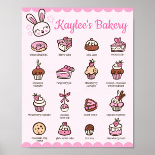 Kawaii Bakery Menu met jouw naam Poster