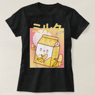 Kawaii Banaan Melk Cartoon Kunst T-shirt