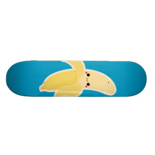 Kawaii banaan op blauw skateboard