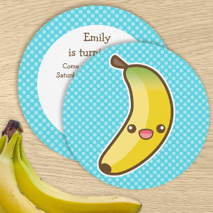 Kawaii Banaan Verjaardagsfeestje Kaart