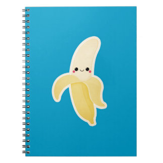 Kawaii Banana op blauw Notitieboek