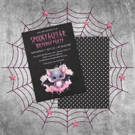 Kawaii Bat Halloween Verjaardagsfeestje Kaart