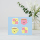 Kawaii Battenberg Cake & Cup in Tea Briefkaart (Staand voorkant)