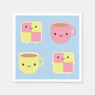Kawaii Battenberg Cake & Cup in Tea Servet