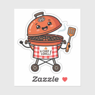 Kawaii BBQ-grillkok Vaderdag Sticker
