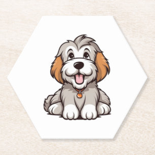 Kawaii Bearded Collie Puppy Kartonnen Onderzetters