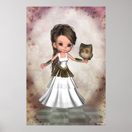 Kawaii Beauful Athena Greek Goddess Print (Voorkant)
