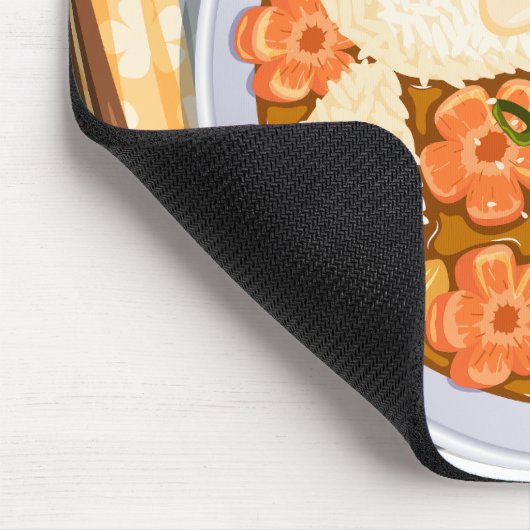 Kawaii Beer Curry Rice Bowl - Anime Schattigee Foo Muismat (Hoek)