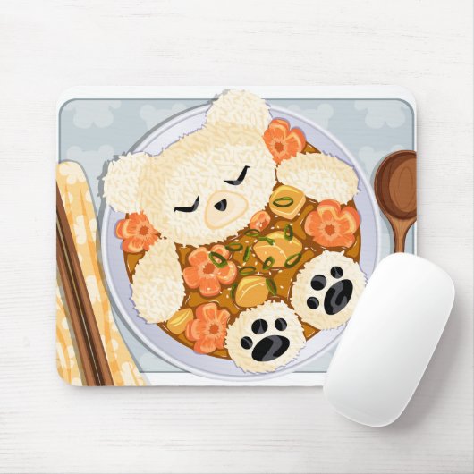 Kawaii Beer Curry Rice Bowl - Anime Schattigee Foo Muismat (Met muis)