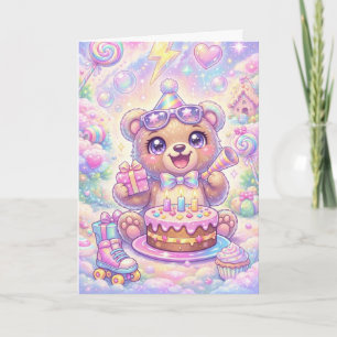 Kawaii Beer Verjaardag Pastel Regenboog Roller Sch Kaart