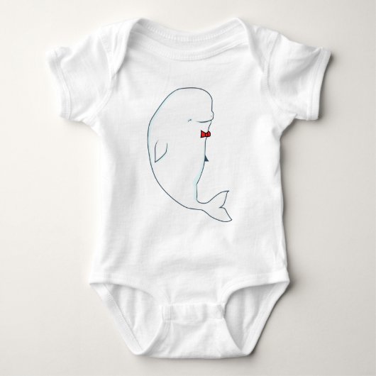 kawaii beluga walvis met rode kom romper (Voorkant)