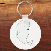 kawaii beluga walvis met rode kom sleutelhanger (Voorkant)