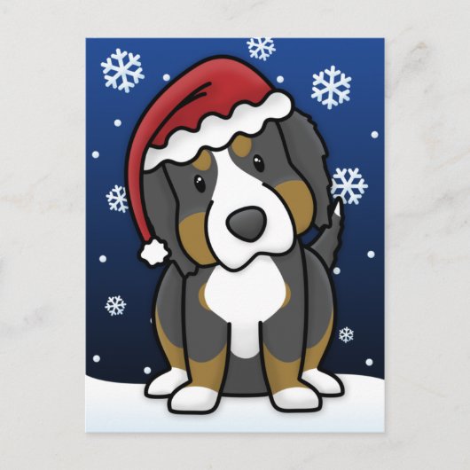 Kawaii Berner Sennenhond Kerst Briefkaart (Voorkant)