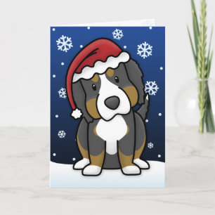 Kawaii Bernese Mountain Dog-kerstkaart Feestdagen Kaart