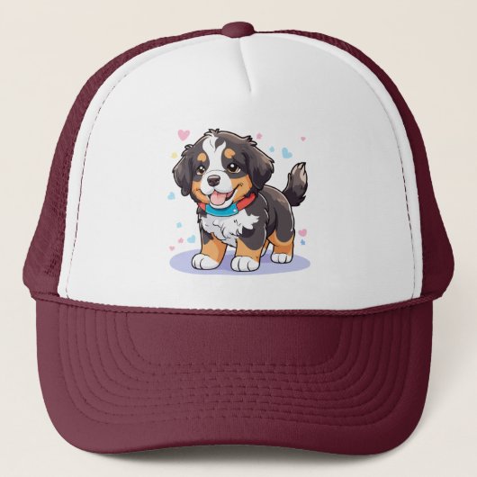 Kawaii Bernese Puppy, Schattigee Berner Pup Trucker Pet (Voorkant)