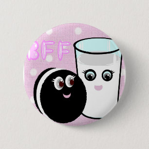 Kawaii beste vrienden voor altijd melk en koekje B Ronde Button 5,7 Cm