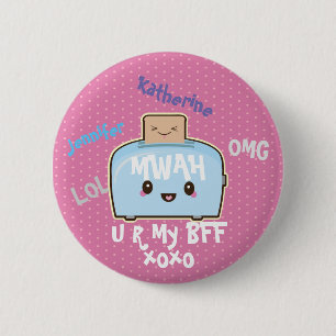 Kawaii BFF Persoonlijke Vriendschaps Knop Cute Ronde Button 5,7 Cm
