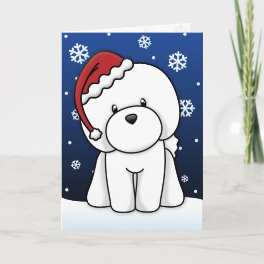 Kawaii Bichon Frise Christmas Kaart (Voorkant)