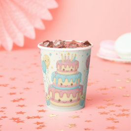 Kawaii Birthday - Cute Cake and Cupcakes Papieren Bekers