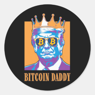 Kawaii Bitcoin Daddy Trump Crypto King Bitcoin Chi Ronde Sticker