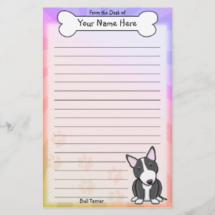Kawaii Black and White Bull Terrier Stationery Briefpapier