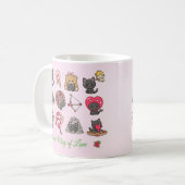 Kawaii Black Cat Valentine Mug – Purrfect Love (Devant gauche)