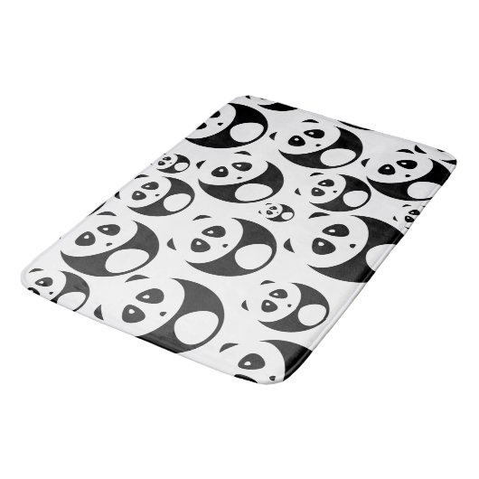 Kawaii Black en White Panda Pattern Badmat (Gekanteld)