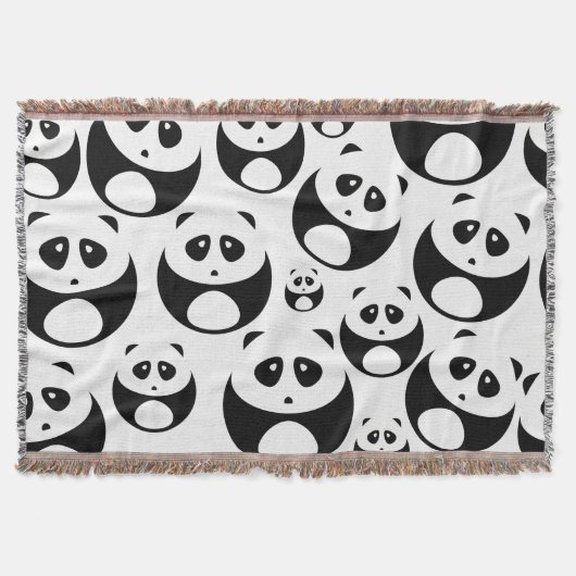 Kawaii Black en White Panda Pattern Deken (Voorkant)