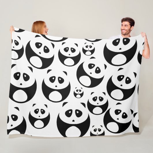 Kawaii Black en White Panda Pattern Fleece Deken (In situ)