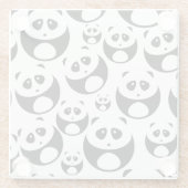 Kawaii Black en White Panda Pattern Glazen Onderzetter (Achterkant)