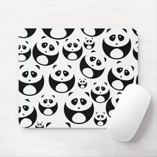 Kawaii Black en White Panda Pattern Muismat (Met muis)