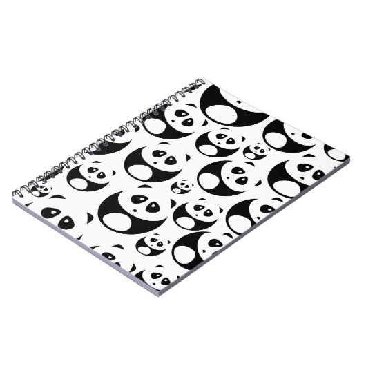 Kawaii Black en White Panda Pattern Notitieboek (Linkerzijde)