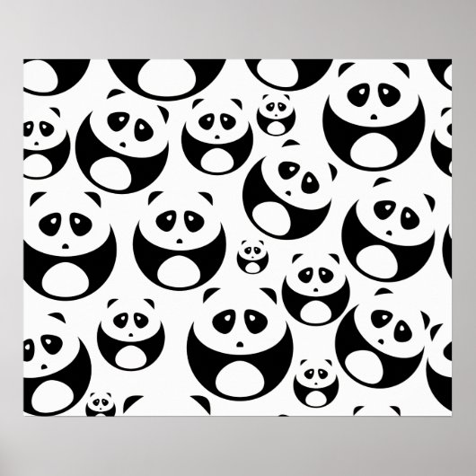 Kawaii Black en White Panda Pattern Poster (Voorkant)