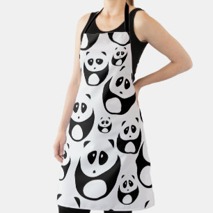 Kawaii Black en White Panda Pattern Schort