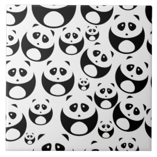 Kawaii Black en White Panda Pattern Tegeltje