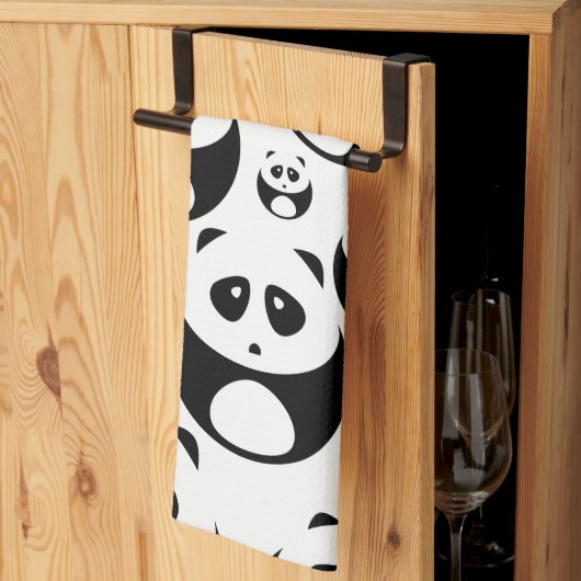 Kawaii Black en White Panda Pattern Theedoek (Derde Gevouwen)