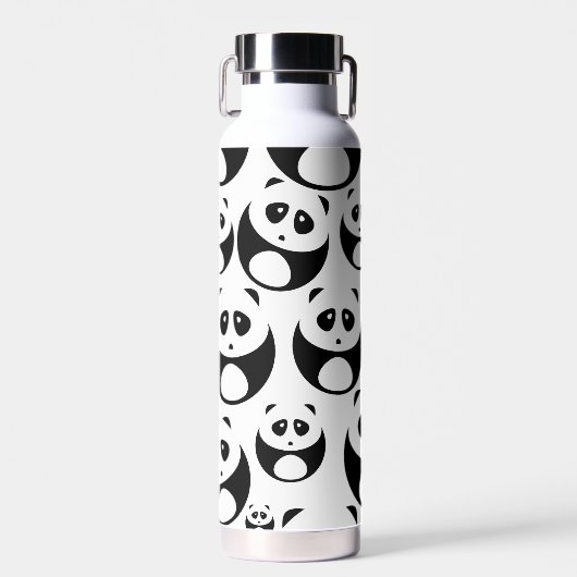 Kawaii Black en White Panda Pattern Waterfles (Voorkant)