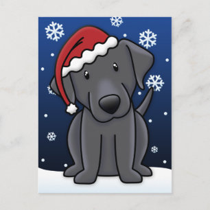 Kawaii Black Lab Kerst Briefkaart