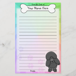 Kawaii Black Poodle Stationery Briefpapier