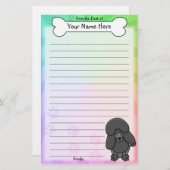 Kawaii Black Poodle Stationery Briefpapier (Voorkant / Achterkant)