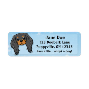 Kawaii Black & Tan Cavalier King Charles Spaniel Etiket