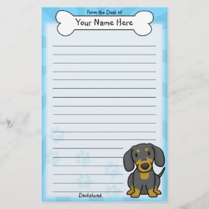 Kawaii Black & Tan Dachshund Stationery Briefpapier