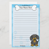 Kawaii Black & Tan Dachshund Stationery Briefpapier (Voorkant / Achterkant)
