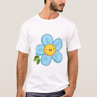 Kawaii Blauwe Bloem T-shirt