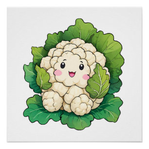 Kawaii Bloemkool Perfect Poster