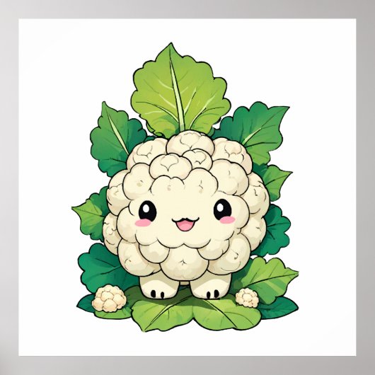 Kawaii Bloemkool Poster (Voorkant)