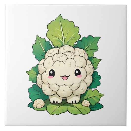 Kawaii Bloemkool Tegeltje (Voorkant)
