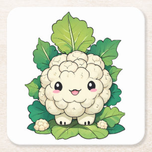 Kawaii Bloemkool Vierkante Kartonnen Onderzetter