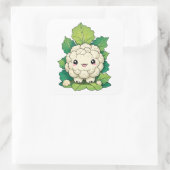 Kawaii Bloemkool Vierkante Sticker (Tas)